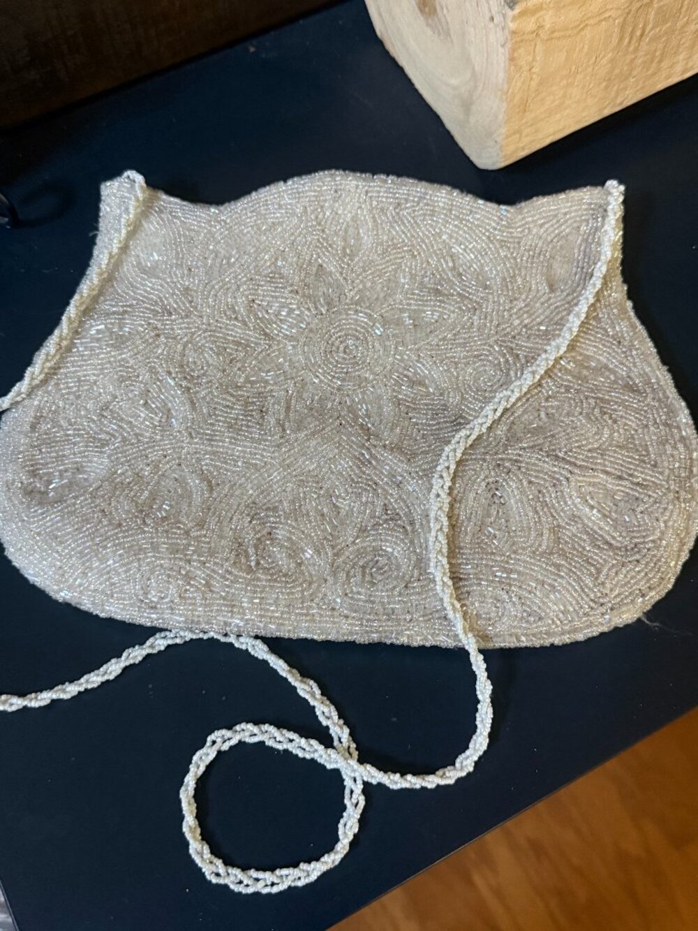 Vintage Cream Colored Beaded Handbag